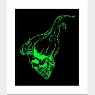 Neon Green Hair-Skull Posters and Art